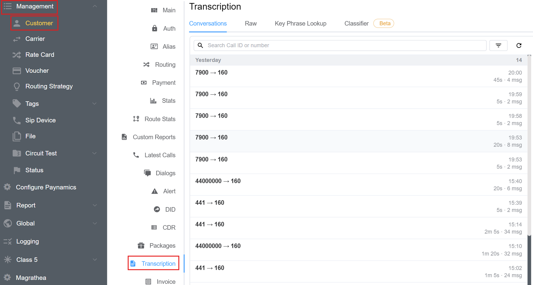 Customer Transcription
